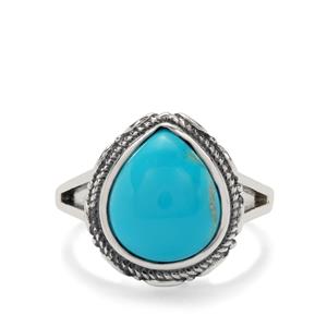 4cts ARMENIAN Turquoise Sterling Silver Oxidized Ring 