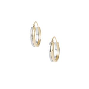 9k Two Tone Gold Double Band Creole Earrings 2.42g