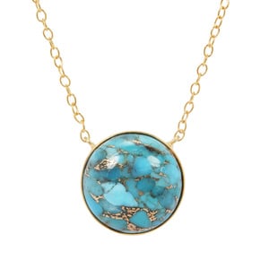 Copper Turquoise Necklace in Gold Plated Sterling Silver 13.29cts