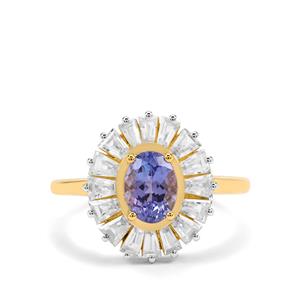 AA Tanzanite & White Zircon 9K Gold  Tomas Rae Ring ATGW 2.60cts