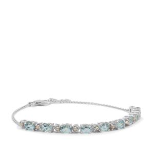 Santa Maria Aquamarine & Kaori Cultured Pearl Sterling Silver Bracelet