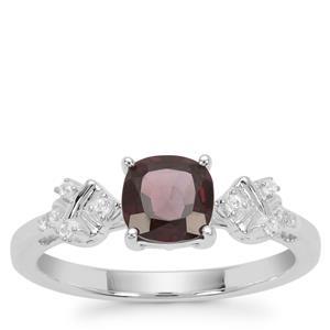 Burmese Spinel Ring with White Zircon in Sterling Silver 1.22cts