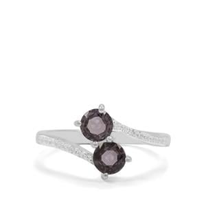 Burmese Purple Spinel & White Zircon Sterling Silver Ring ATGW 1.43cts