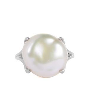 Natural Cultured Pearl Sterling Silver Ring (14mm)