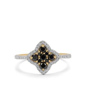 3/4ct Black, White Diamonds 9K Gold Ring 