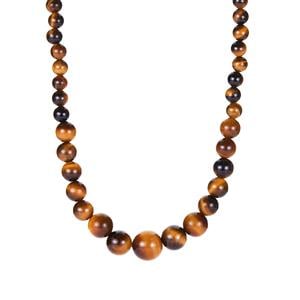 Yellow Tiger's Eye Sterling Silver Necklace 173.10cts
