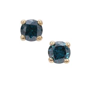 1/4ct Blue Diamond 9K Gold Earrings 