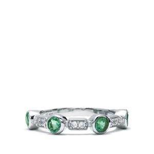 Ethiopian Emerald & White Zircon Sterling Silver Ring ATGW 0.87cts