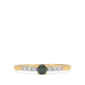 1/4ct Green, White Diamonds 9K Gold Ring