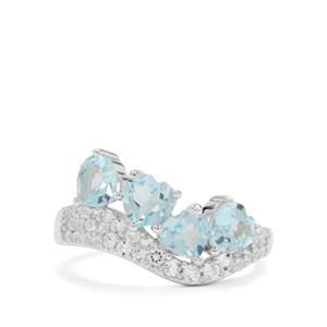 Sky Blue, White Topaz Sterling Silver Ring ATGW 2.70cts