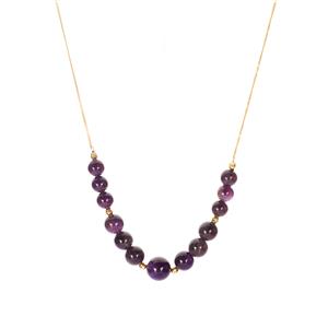 75.50ct Zambian Amethyst Gold Tone Sterling Silver Graduated Necklace