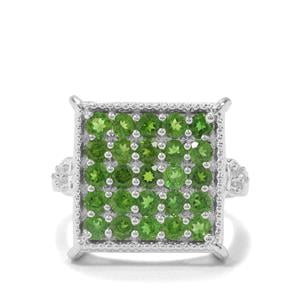 Chrome Diopside & White Zircon Sterling Silver Ring ATGW 1.93cts