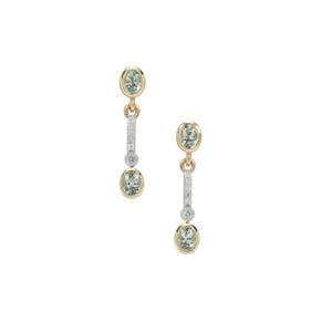 Aquaiba™ Beryl & Diamond 9K Gold Earrings ATGW 0.60ct
