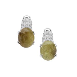  Grossular Earrings with White Zircon in Sterling Silver 12.85cts