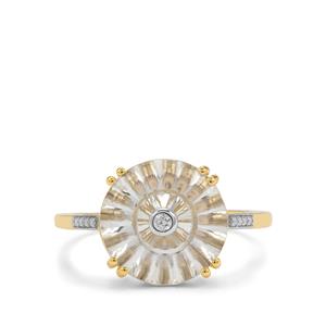 Lehrer TorusLens White Topaz & Diamonds 9K Gold Ring ATGW 5.15cts
