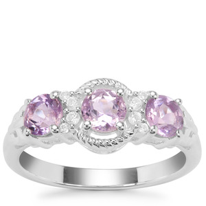 Rose du Maroc Amethyst Ring with White Zircon in Sterling Silver 1.13cts