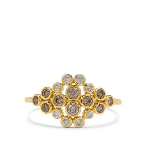 1/2ct Champagne Diamonds & White Diamonds 9K Gold Ring