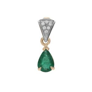 Kafubu Emerald Pendant with White Zircon in 9K Gold 0.65ct