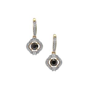 Black Diamond & White Zircon 9K Gold Tomas Rae Earrings ATGW 1.95cts