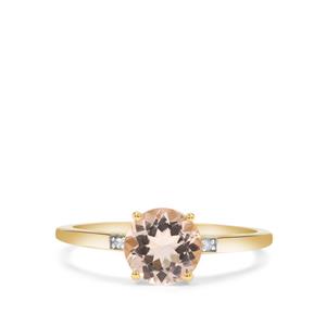 Peach Morganite & Diamond 9K Gold Ring ATGW 1ct