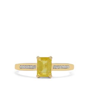 Bankaja Canary Yellow Sapphire & White Zircon 9K Gold Ring ATGW 1.45cts