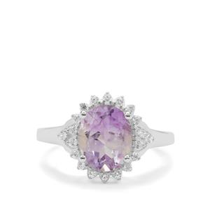 Moroccan Amethyst & White Zircon Sterling Silver Ring ATGW 2.60cts