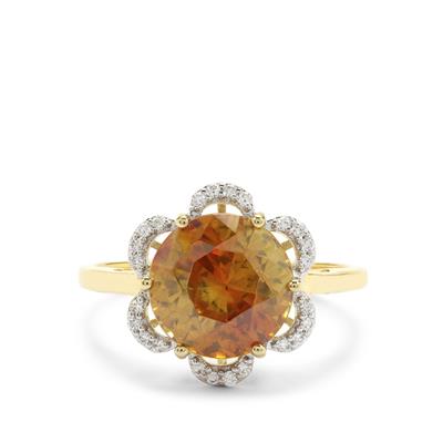 Sphalerite & Diamond 18K Gold Tomas Rae Ring MTGW 4.94cts | Gemporia