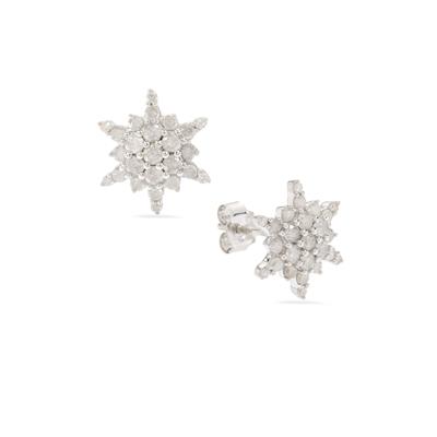 Snowflake diamond Gift Earring In 14K White Gold | Fascinating Diamonds