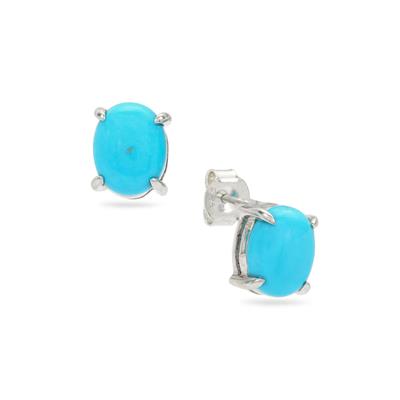 Sleeping Beauty Turquoise & White Zircon 9K Gold Earrings ATGW 5cts |  Gemporia