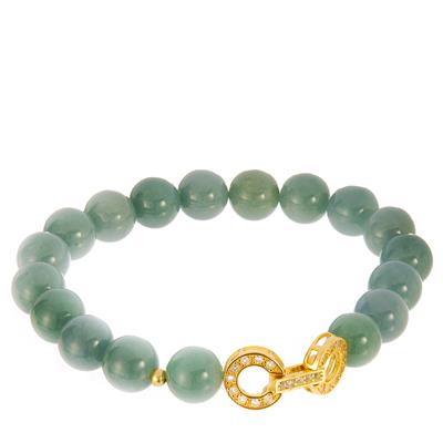 Green Jadeite & Leather Bracelet | Handmade Jewelry | Light Years