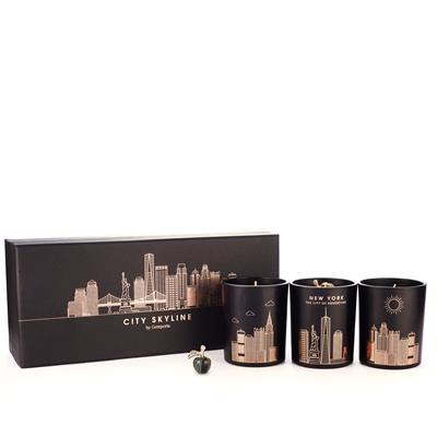 New York Skyline Candle with Kambaba Apple Gemstone ATGW