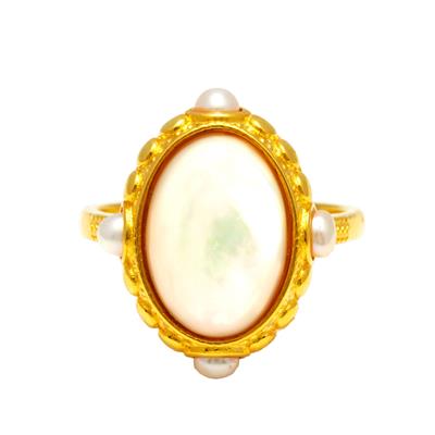 【話題:水中OK:色あせなし】AVARIA☆Magnolia Pearl Gold 指輪 オーバークロスリング ニュアンスリング ゴールドリング 指輪