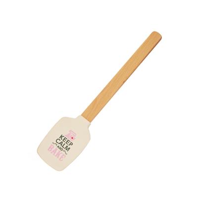 'Keep Calm and Bake' Spatula with Wooden Handle and Rectangular Head