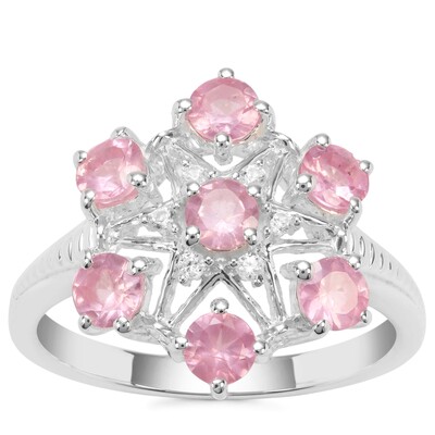 Mozambique Pink Spinel Ring with White Zircon in Sterling Silver 1.42cts