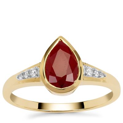 Burmese Ruby Ring with White Zircon in 9K Gold 1.70cts