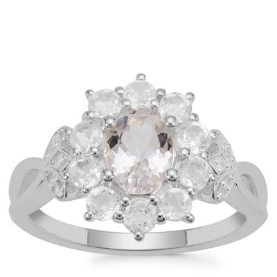 Goshenite Ring with White Zircon in Sterling Silver 1.58cts