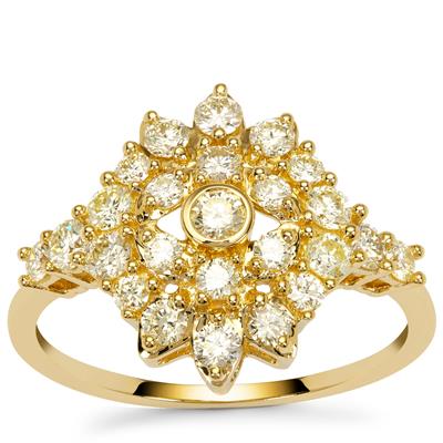 Natural Canary Diamonds Ring in 9K Gold 1cts