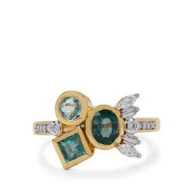Grandidierite Ring with Diamonds in 18K Gold 1.40cts