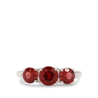 Nampula Garnet Ring with White Zircon in Sterling Silver 2cts