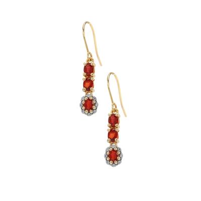 Tanzanian Ruby Earrings with White Zircon in 9K Gold 1.50cts