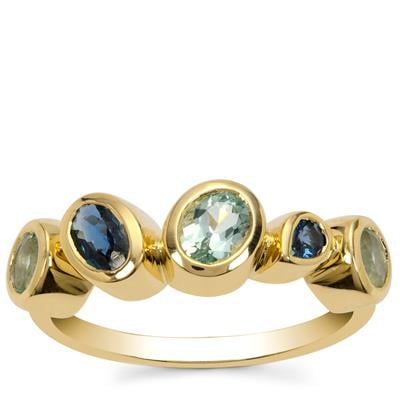 Aquaiba™ Beryl Ring with Nigerian Blue Sapphire in 9K Gold 1ct
