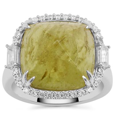 Grossular Ring with White Zircon in Sterling Silver 14.85cts