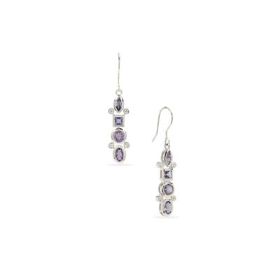 Bengal Iolite Earrings with White Zircon in Sterling Silver 2.40cts