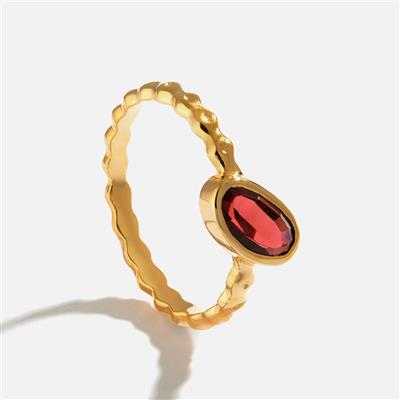 Rajasthan Garnet Ring in Gold Plated Sterling Silver 1cts