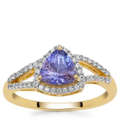 AA Tanzanite Ring with White Zircon in 9K Gold 1.60cts