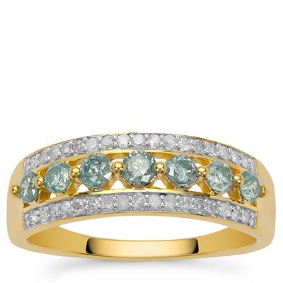 White Diamond Ring with Blue Lagoon Diamonds in 9K Gold 0.70cts 