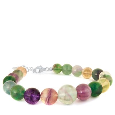 Huanggang Multi-Colour Fluorite Sterling Silver Graduated Bracelet 135cts