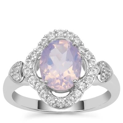 Boquira Lavender Quartz Ring with White Zircon in Sterling Silver 2.35cts