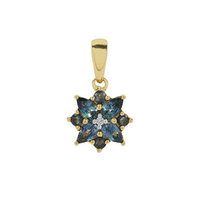 Montana Sapphire Pendant with White Zircon in 9K Gold 1.30cts