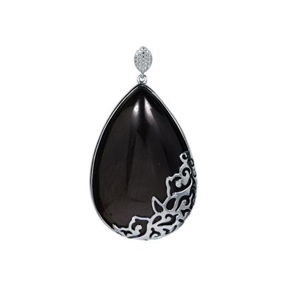 Golden Obsidian Pendant in Sterling Silver 134.51cts 
